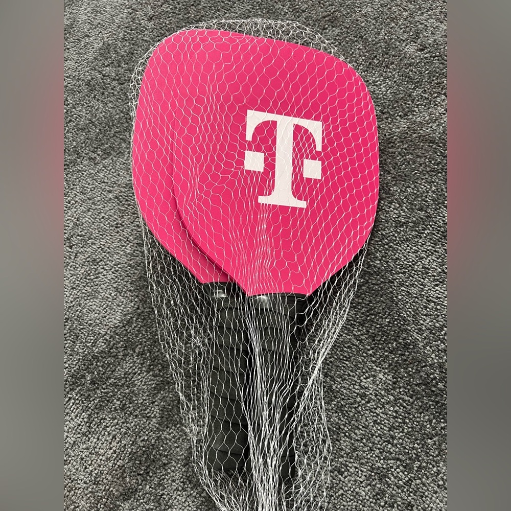 Pink and White Pickleball Set with 2 Wooden Paddles and 1 Ball